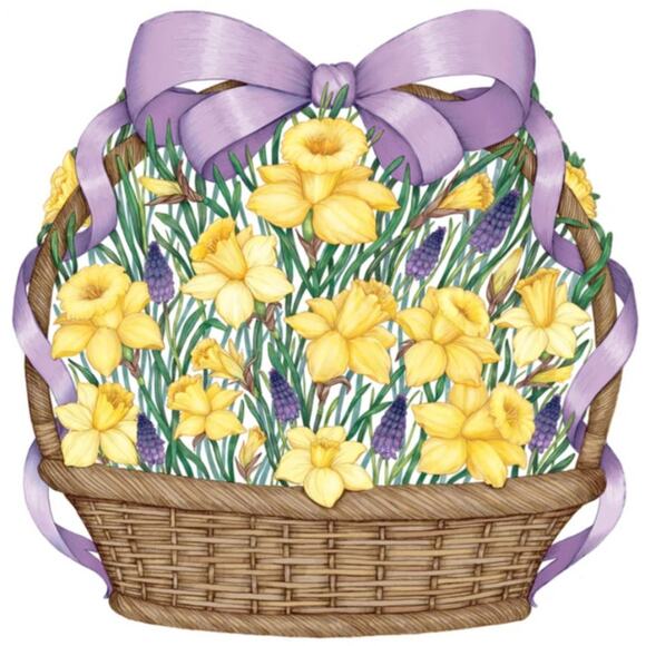 NEW Hester & Cook Floral Daffodil Basket Spring Easter Paper Placemats 12 Pack - Picture 2 of 11
